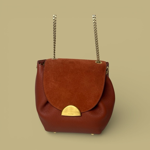 Polène Crossbody in Textured and Suede Terracotta Leather - Picture 6 of 9